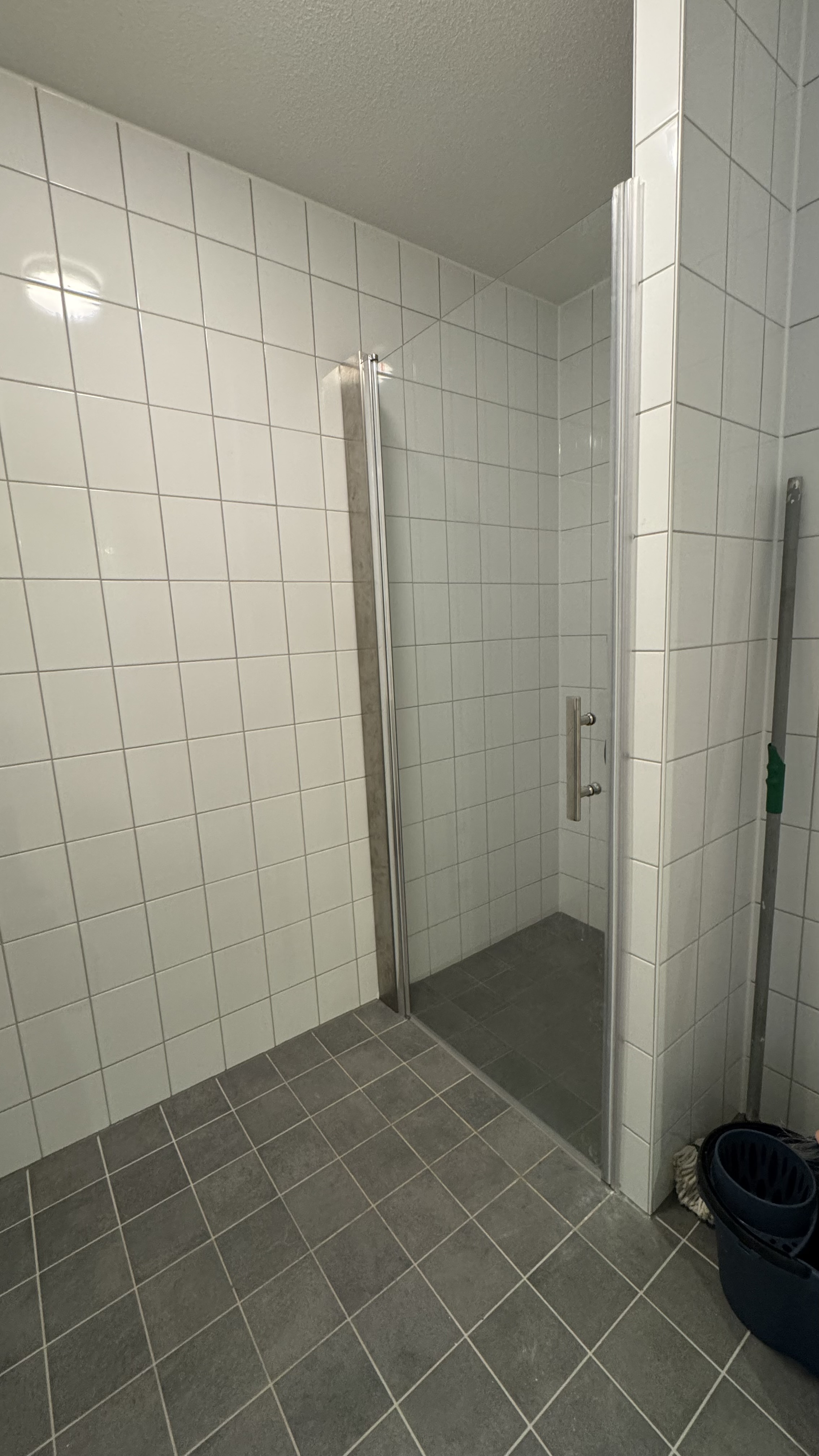RVS-profiel geplaatst voor douchewand